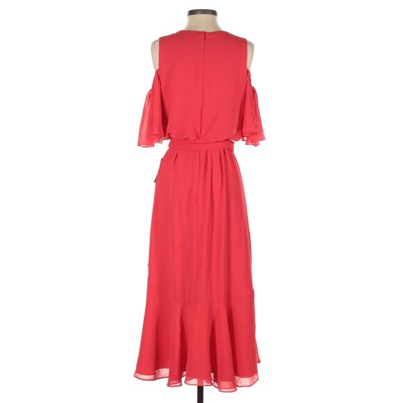 NWT Eliza J Poppy Cold Shoulder Ruffle Hi-Low Dress - Picture 5 of 10